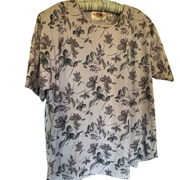 Int'l Sportswear Extra Touch Womens Shirt 2X Purple Floral Stretch Lightweight - Picture 1 of 5